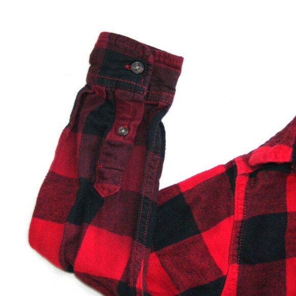 🍁 CHECKER OMBRE FLANNEL SHIRT RED BLACK BUTTON DOWN TOP PLAID WARM KID BOY 6 7 - Picture 5 of 15